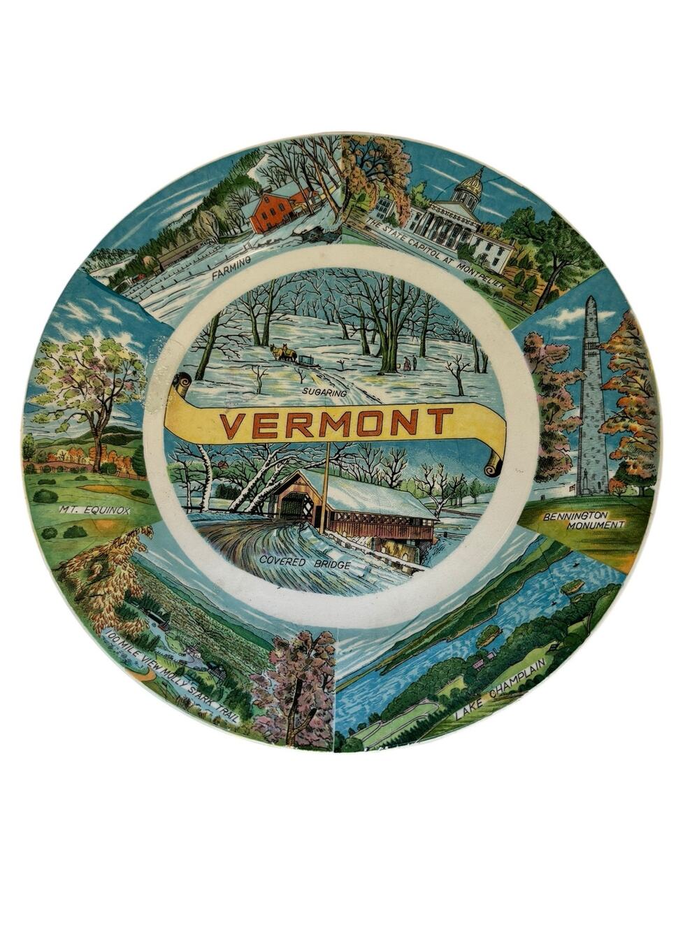 VERMONT Decorative Collector Plate 9" Travel Vacation Souvineer